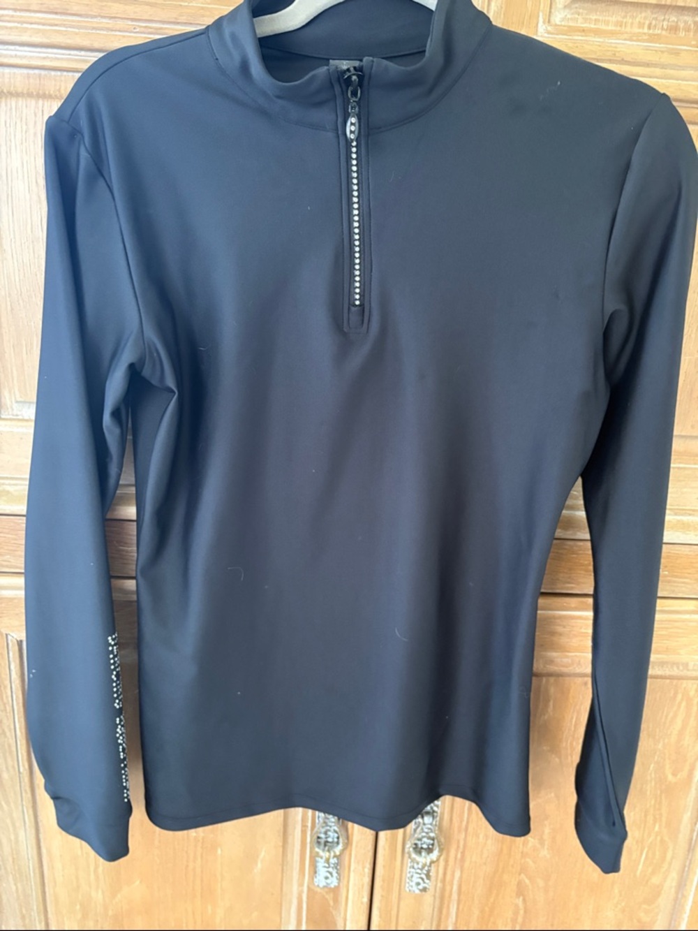 Black Quarter-Zip Long Sleeve Top